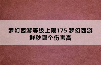 梦幻西游等级上限175 梦幻西游群秒哪个伤害高